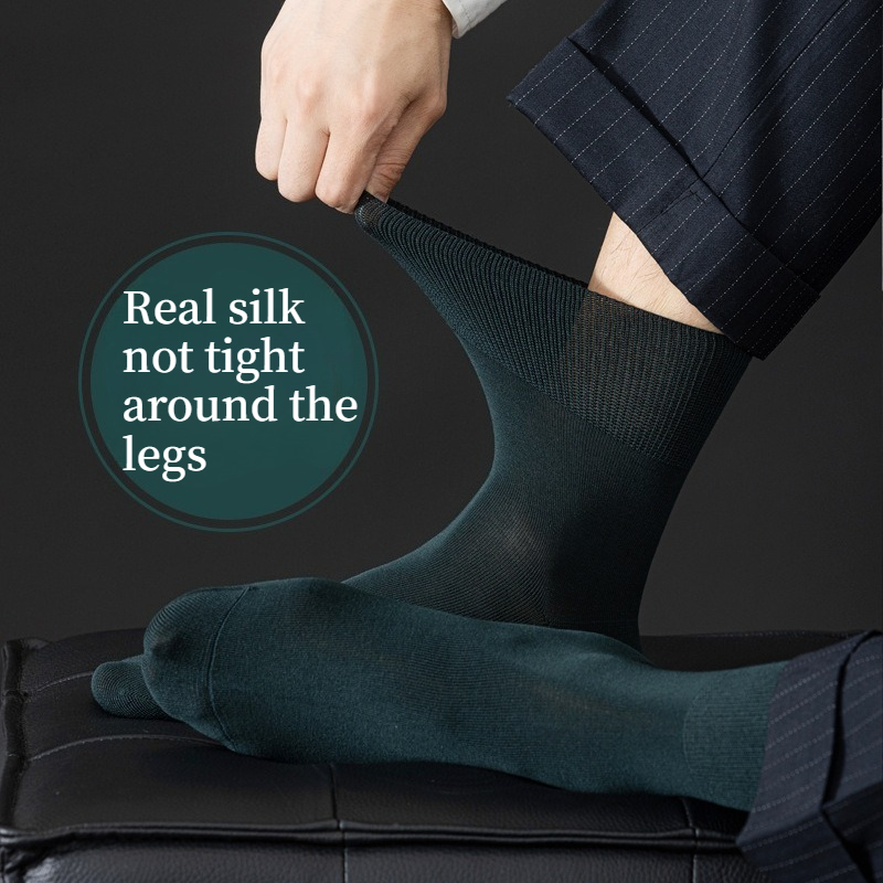 Men Formal Wear Top - Men's Real Silk Business Dress Socks,Non-Tight