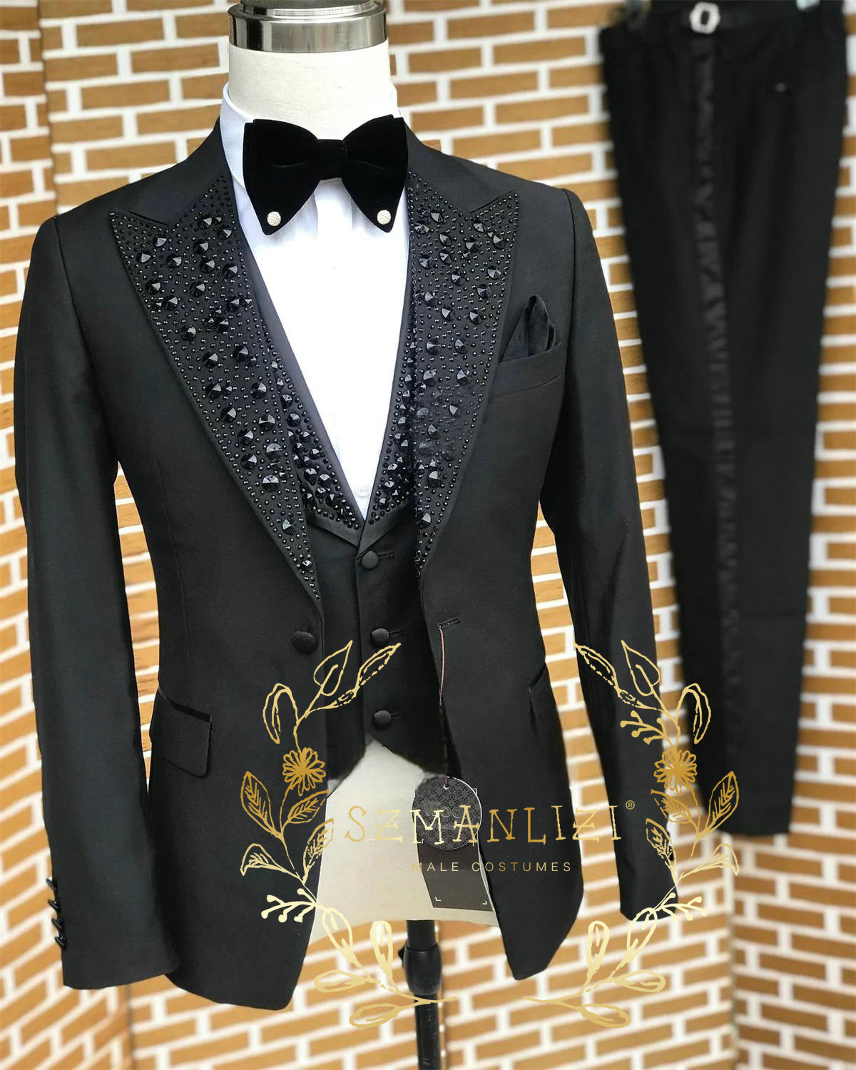 Black Men Suits Luxury Stone C - đánh giá và giá Formal Wear For Men Black Suit