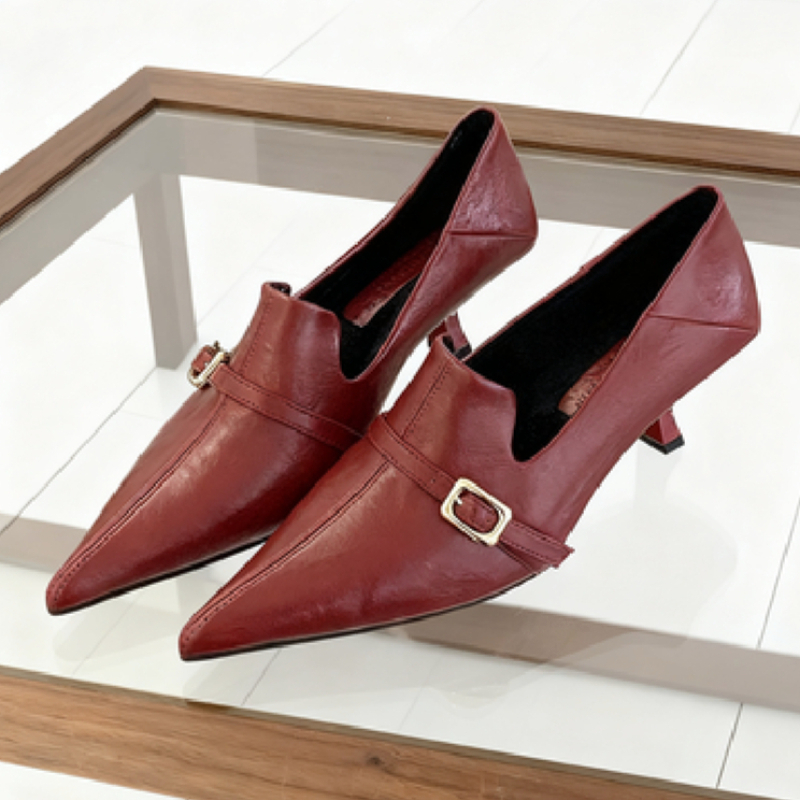 Elegant Kitten Heel Women Pump - đánh giá và giá Formal Belt Leather Thin