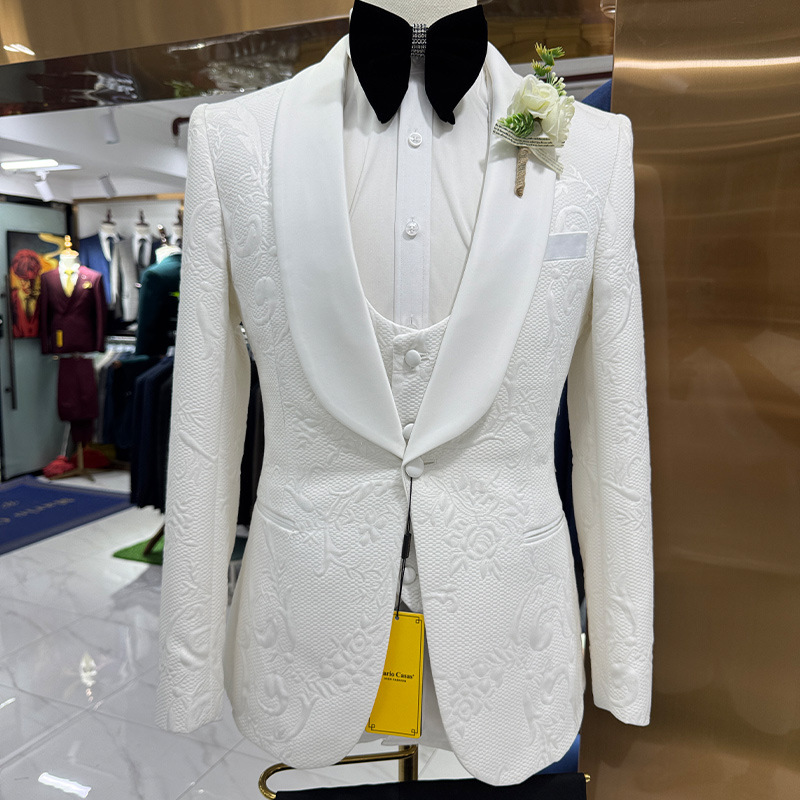 Men Wedding Suit White 3 Piece - đánh giá và giá Formal Men Party Wear Jacket