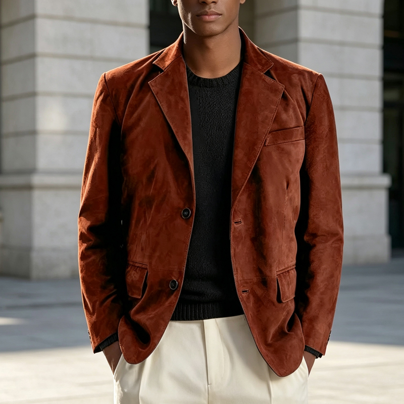 Retro Men Faux Suede Blazer No - đánh giá và giá Formal Men Party Wear Jacket