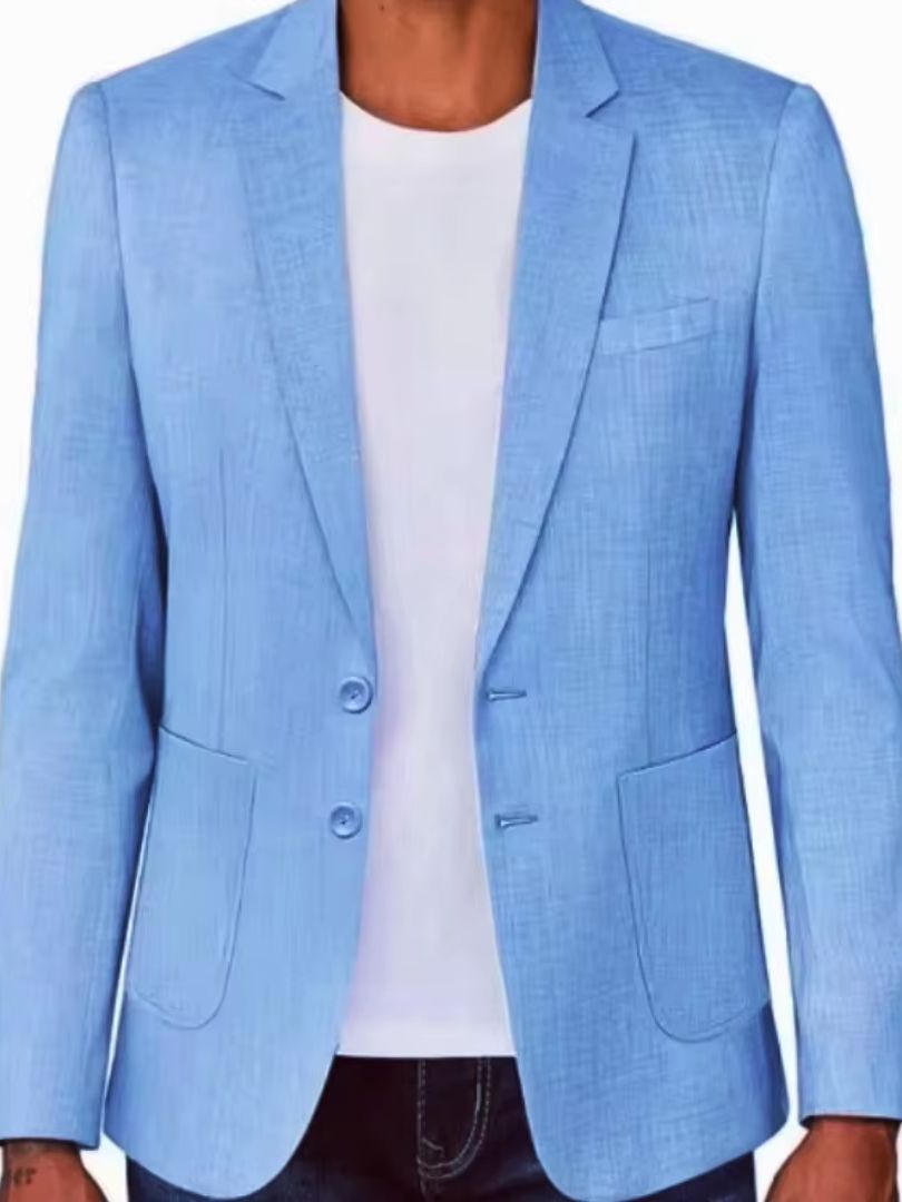 Slim Fit Men's Beige/Blue Line - đánh giá và giá Formal Men Party Wear Jacket