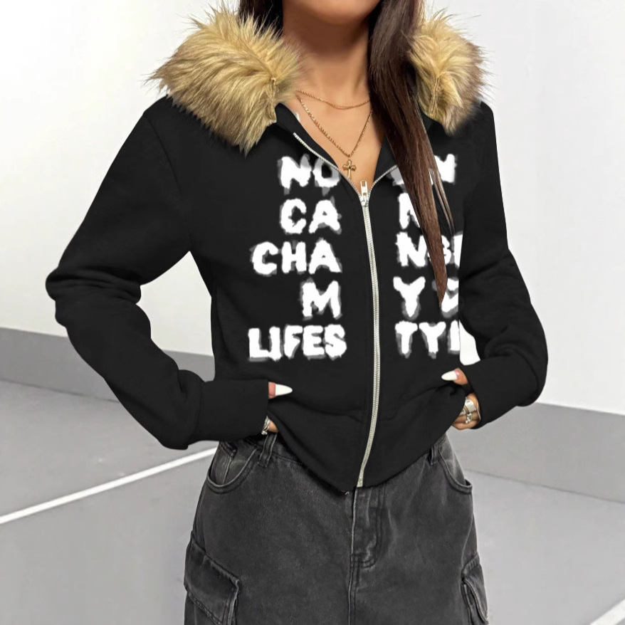 Full Zip Hoodie Fur Trim Hood  - đánh giá và giá Y2K Formal Wear Men