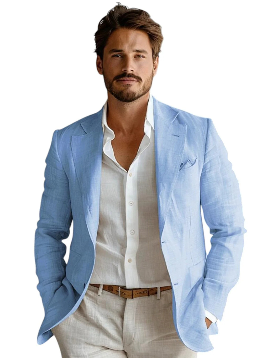 Blue Slim Fit Men's Linen Blaz - đánh giá và giá Formal Men Party Wear Jacket