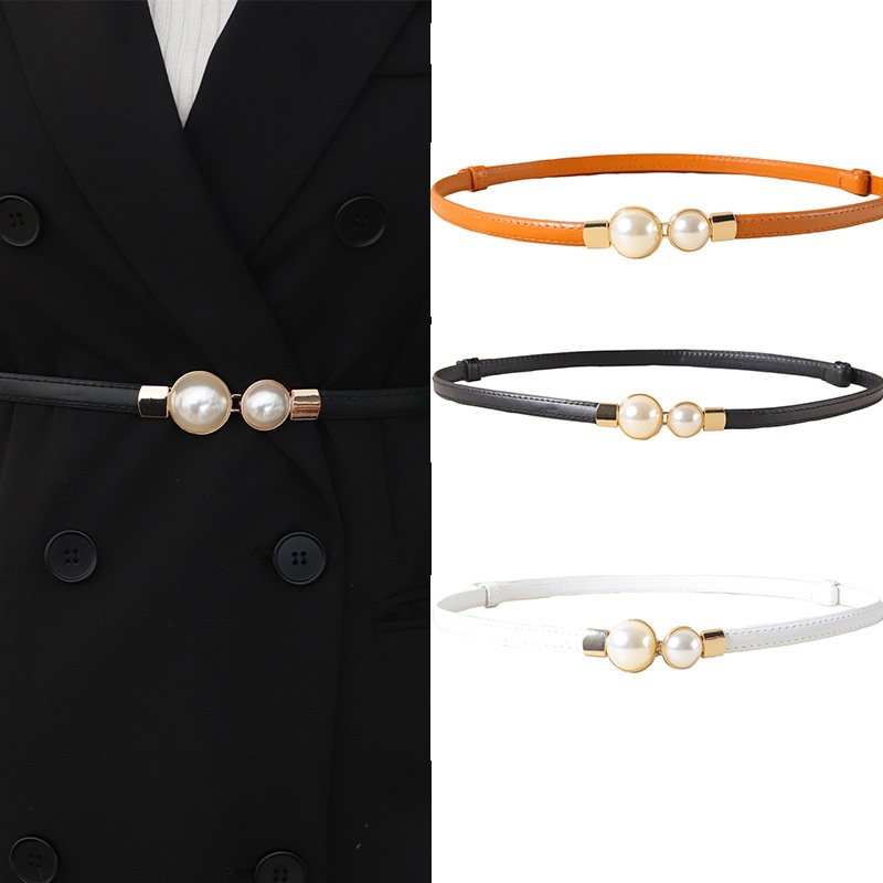 Elegant Vintage Pearl Waist Ch - đánh giá và giá Formal Belt Leather Thin