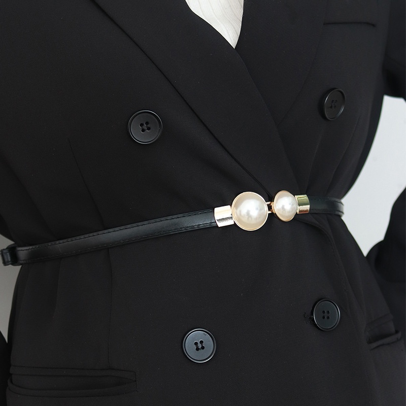 Elegant Vintage Pearl Waist Ch - đánh giá và giá Formal Belt Leather Thin