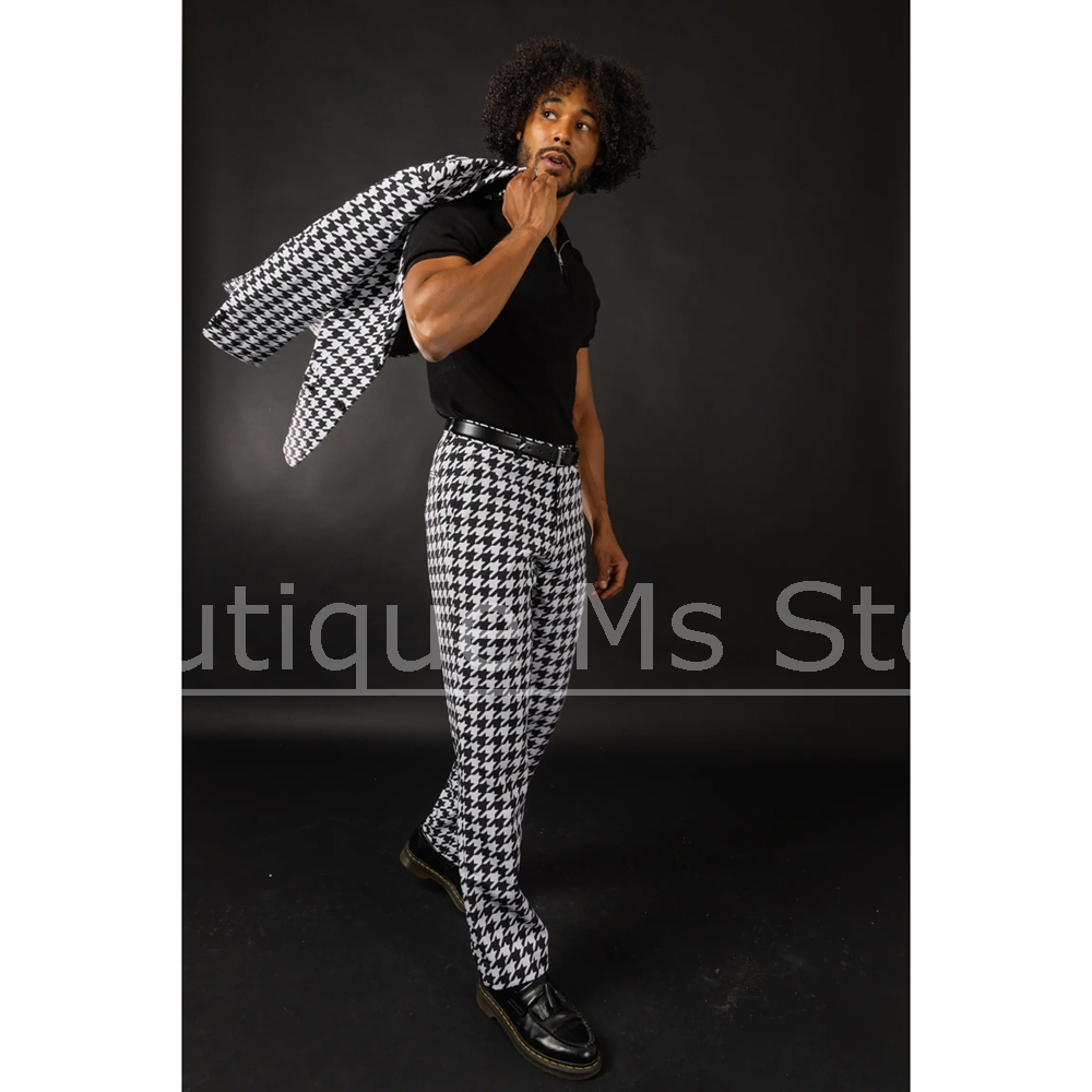 Black White Houndstooth Men's  - đánh giá và giá Formal Wear For Men Black Suit