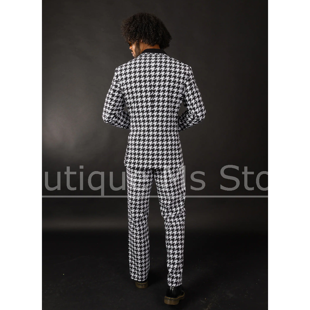 Black White Houndstooth Men's  - đánh giá và giá Formal Wear For Men Black Suit
