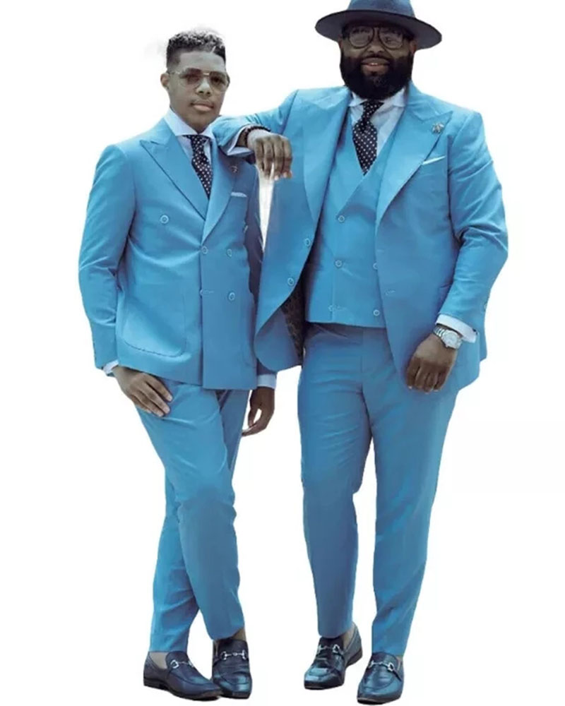 Hot Sale Sky Blue Peak Lapel D - đánh giá và giá Men Formal Wear Sale