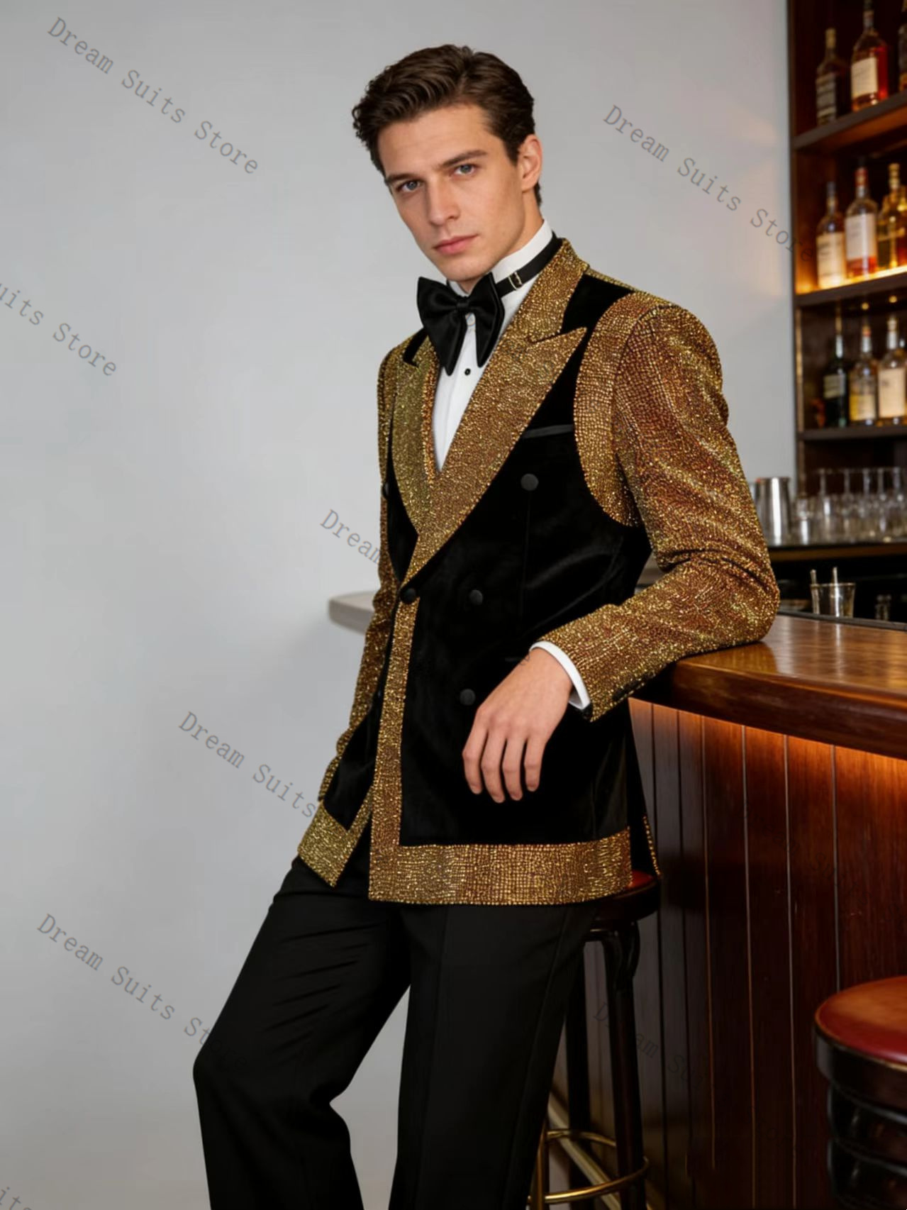 Golden Crystals Men Suit Set 2 - đánh giá và giá Formal Wear For Men Black Suit
